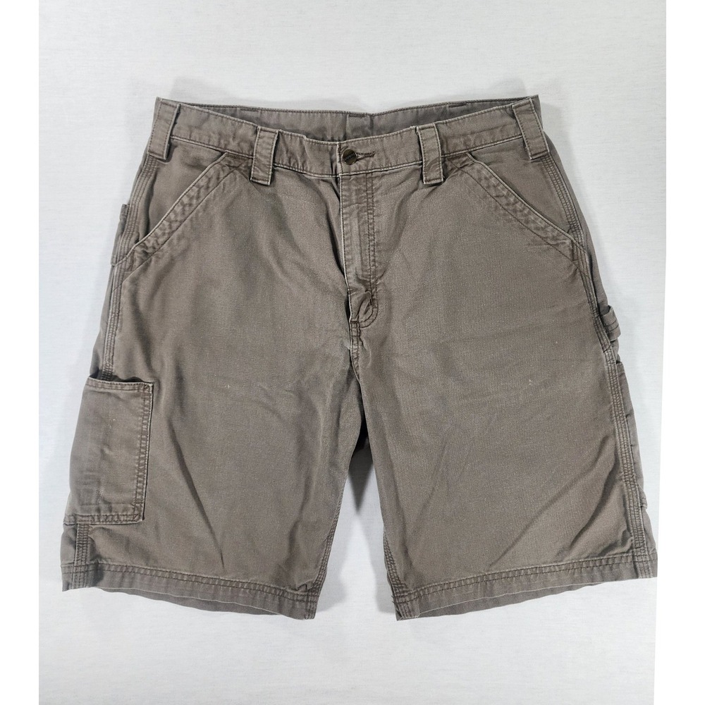 Carhartt Work Shorts Men 36 B147 LBR Original Fit Canvas Carpenter Brown Utility